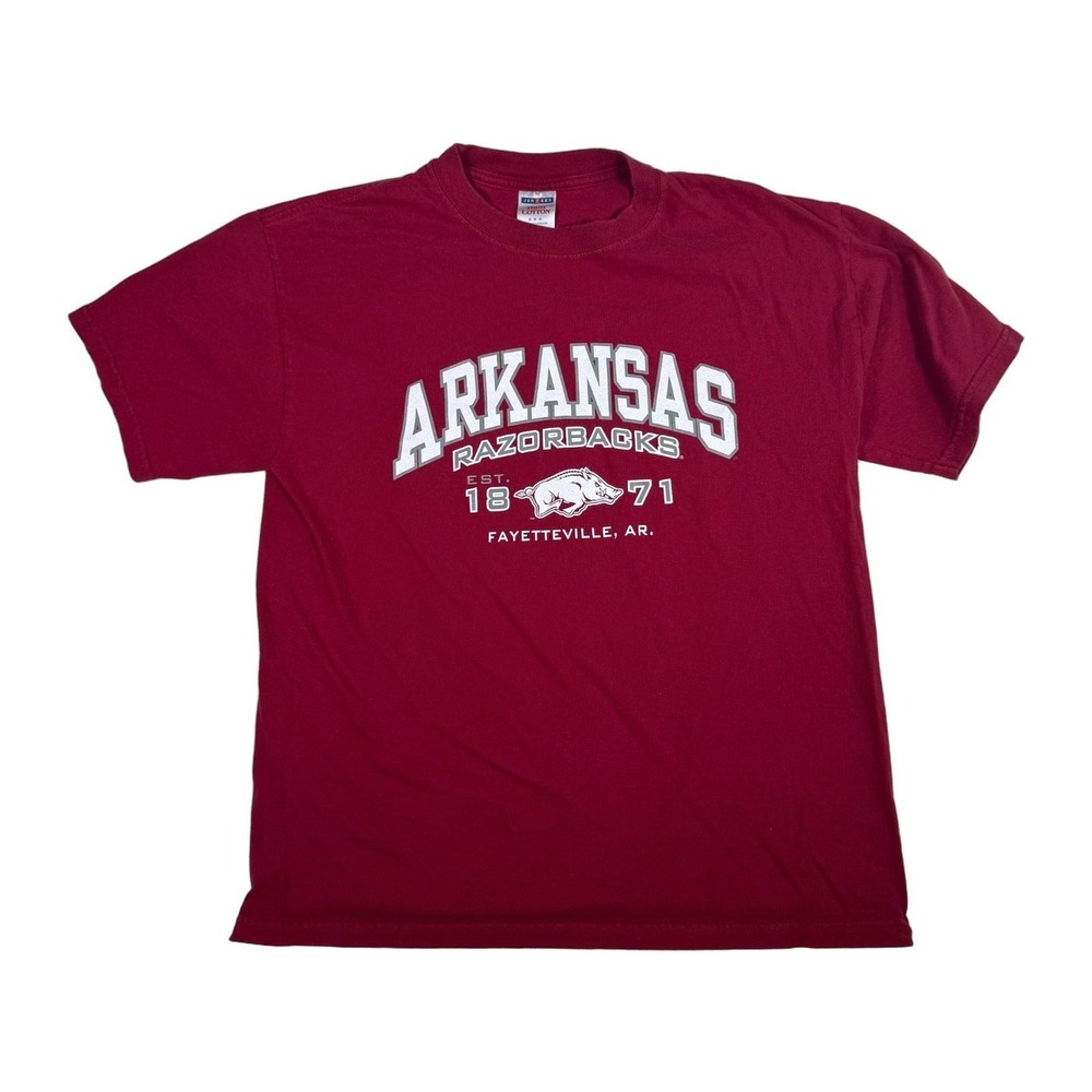 Arkansas Razorbacks T-Shirt Fayetteville AR Red Graphic Tee Men's Medium Cotton